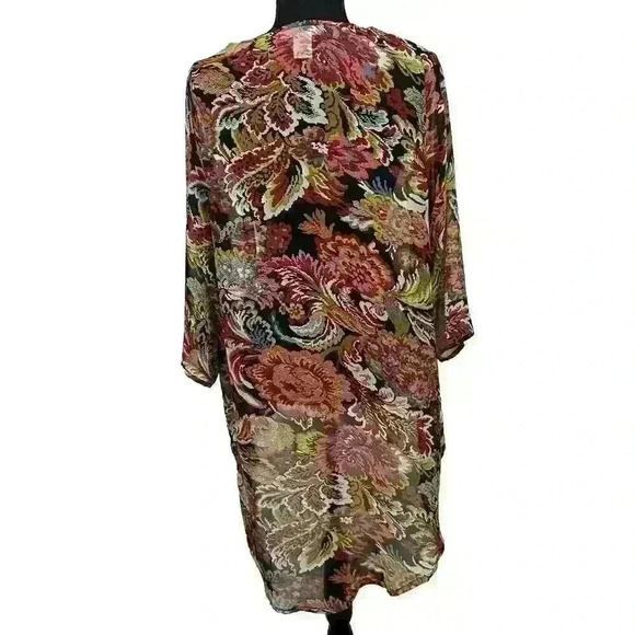 Say What Womens Small Multicolor Floral Boho Kimono Open Front Sheer 3/4 Sleeves - Picture 12 of 12
